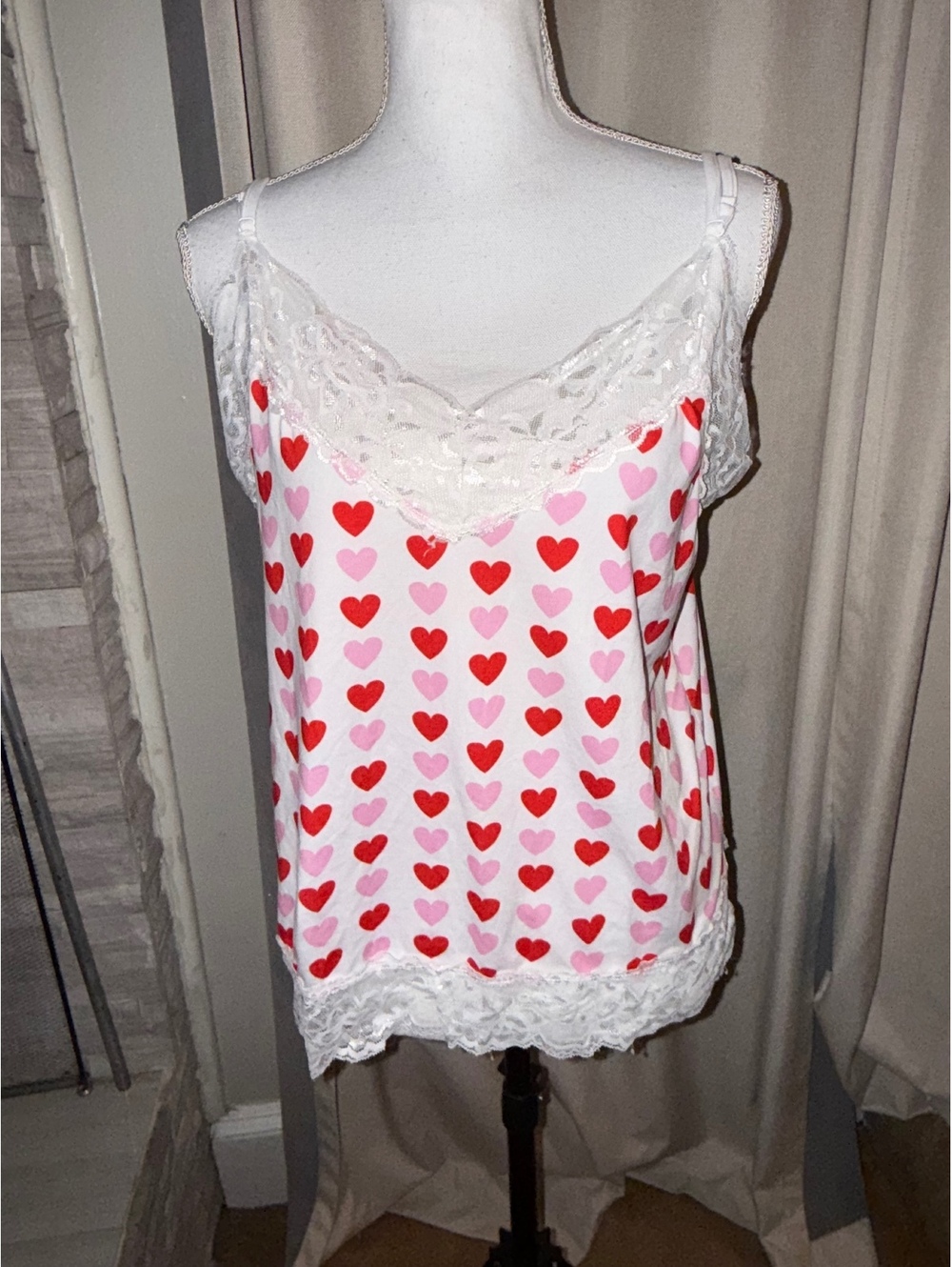 Jordache Intimates Heart Print Lace Cami – 2XL